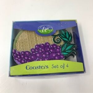 NIB! Epic Grape Design Glass Slipper Coasters!